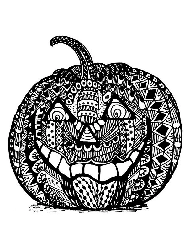 Coloring page spooky anti-stress pumpkin